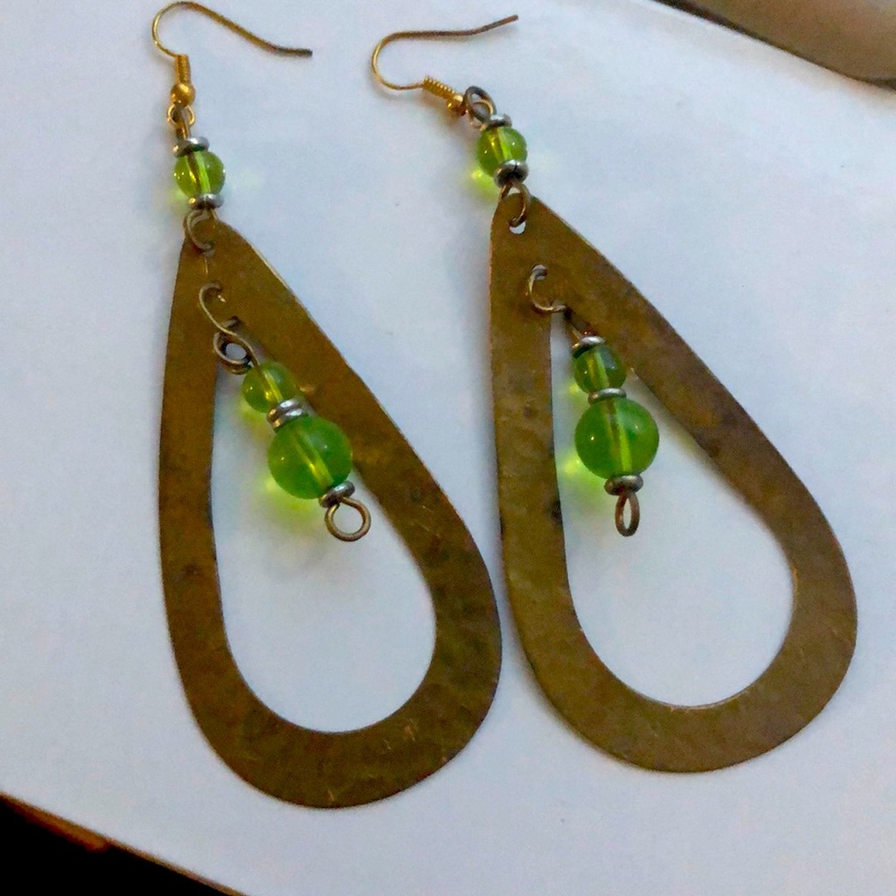 bronze and green earrings